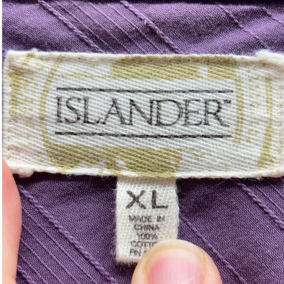 Islander Men's Size XL Purple Button Up Roll-Tab Long Sleeve Cotton Shirt - Picture 5 of 5